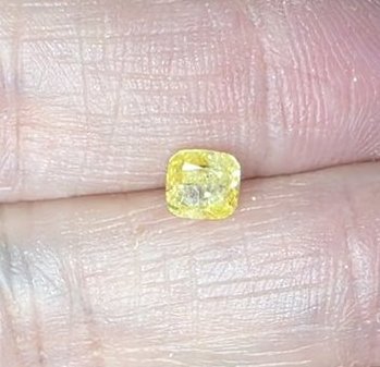 No Reserve  .71 ct Natural Yellow Diamond Cushion Cut Loose Gemstone