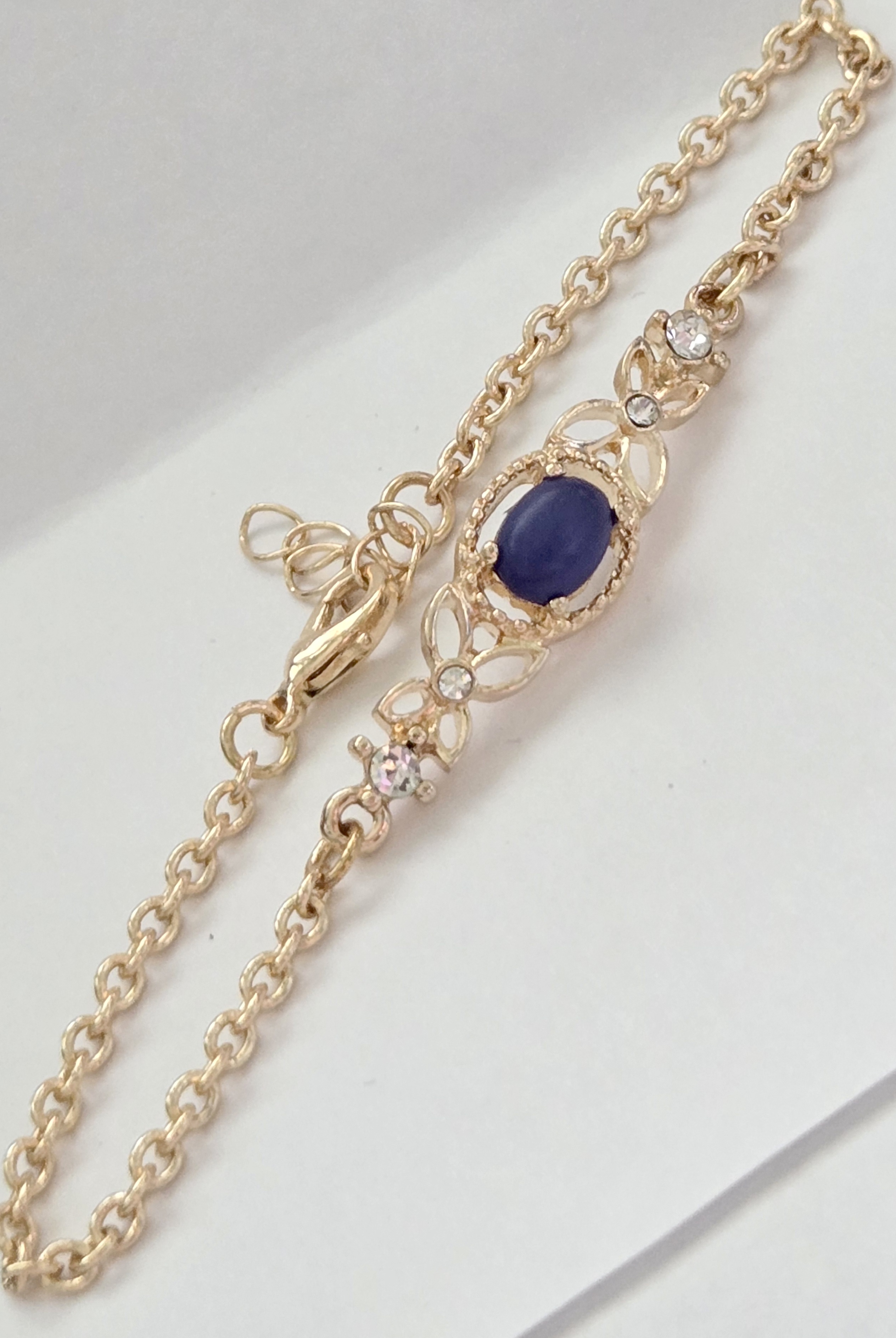 No Reserve Natural Lapis Lazuli & Austrian Crystal Bracelet