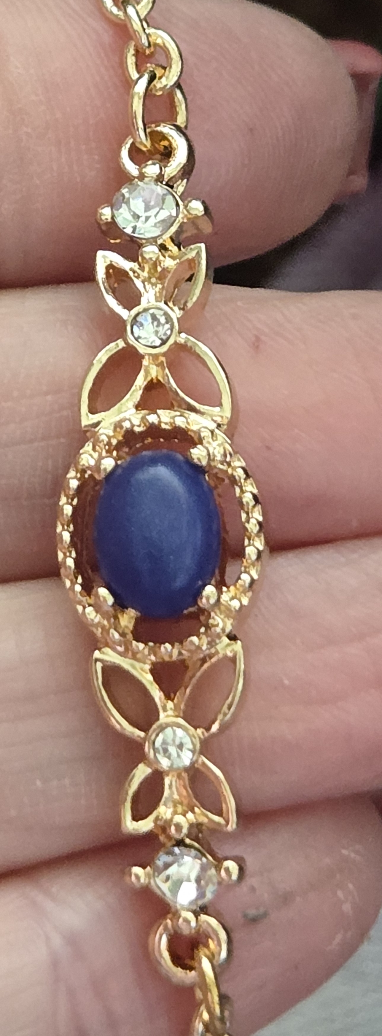 No Reserve Natural Lapis Lazuli & Austrian Crystal Bracelet