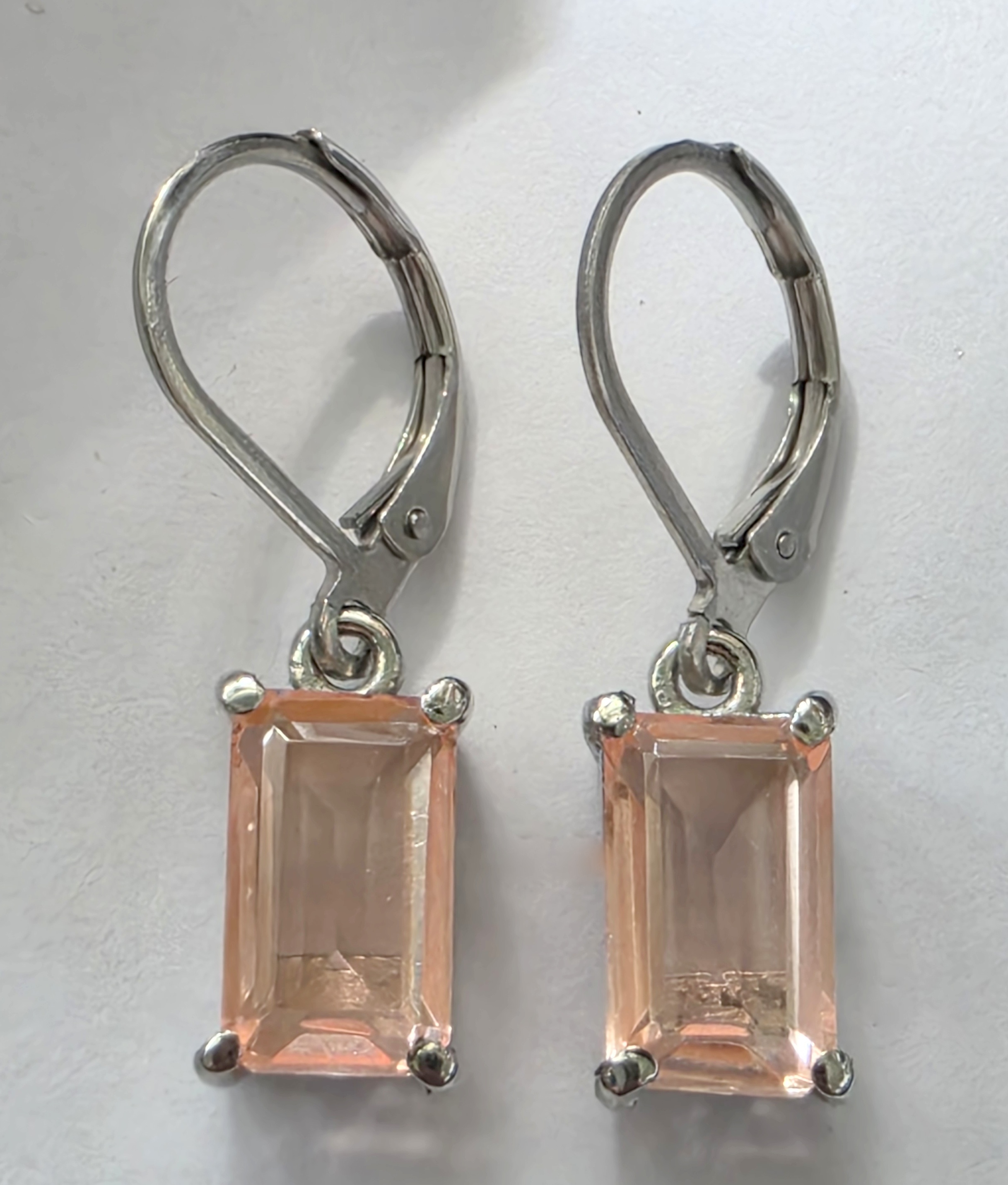 No Reserve Morganite Emerald Dangle Earrings