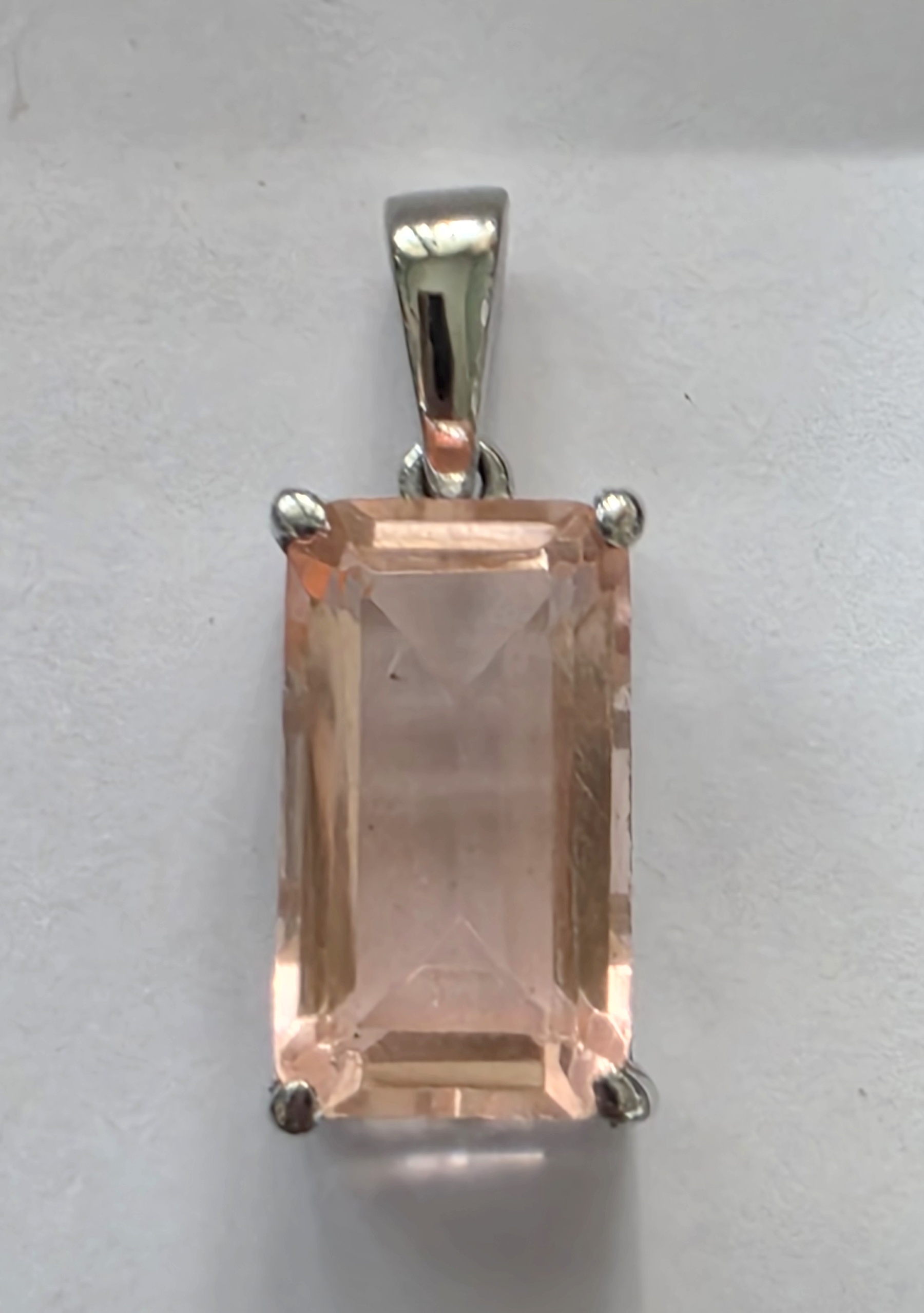 No Reserve Morganite Emerald Cut Pendant