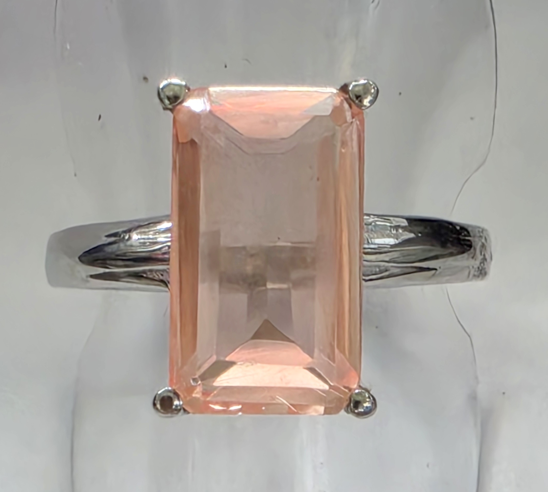 No Reserve Morganite Emerald Cut RIng Size 10