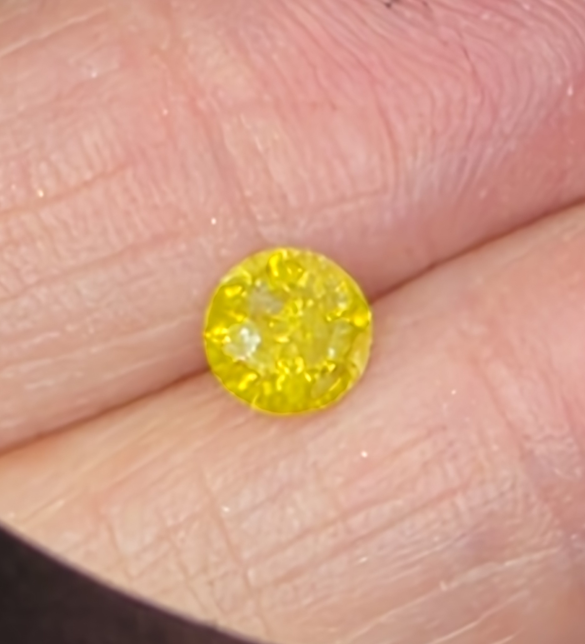 No Reserve .73 ct Natural Yellow Diamond Round Cut Loose Gemstone