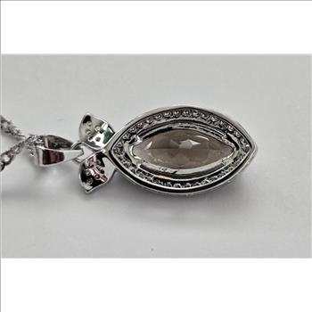 No Reserve Natural Smoky Quartz & Topaz Pendant & Chain Necklace