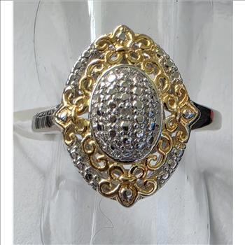 No Reserve Natural Diamond Two Tone Ring Size 7