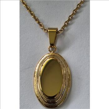 No Reserve 14k/316L Stainless Steel Signet Pendant & Chain Necklace