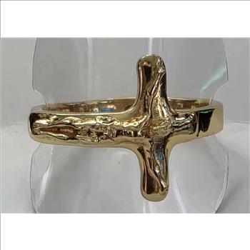 No Reserve 14k/316L Stainless Steel Crucifix Ring Size 13