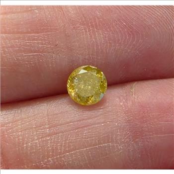 No Reserve .60 ct Natural Yellow Diamond Round Cut Loose Gemstone