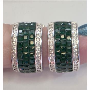 No Reserve Emerald & ZIrcon Huggie Hoop Earrings