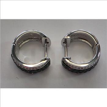 No Reserve Emerald & ZIrcon Huggie Hoop Earrings