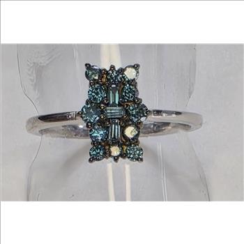 No Reserve .50 Natural Blue DIamond Ring Size 7