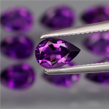 No Reserve VVS Natural Amethyst Pear Cut Loose Gemstone