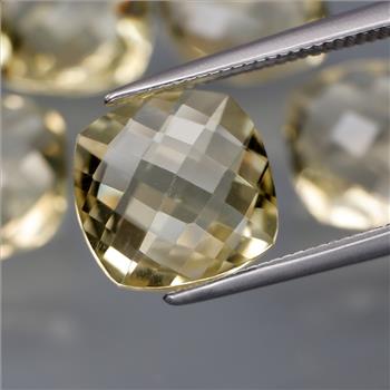 No Reserve VS Natural Yellow Quartz Cushion Cut Loose Gemstone