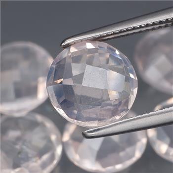 No Reserve VS Natural Rose Quartz Round Checkerboard  Cut Loose Gemstone