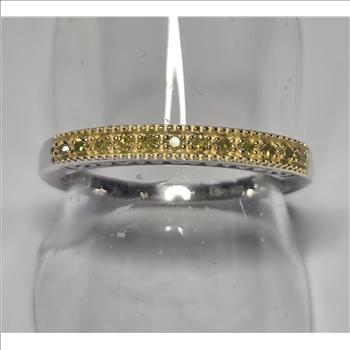 No Reserve .24 ct Natural Yellow Diamond Anniversary Ring Size 6