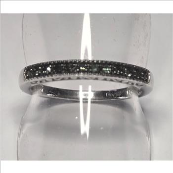 No Reserve .24 ct Natural Black Diamond Anniversary Ring Size 6