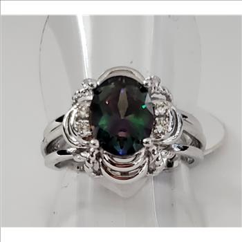 No Reserve Rainbow Mystic Quartz & Topaz Ring Size 7