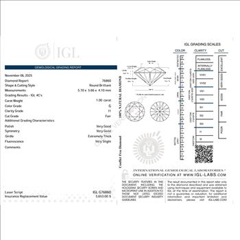 CERTIFIED 1.00 ct Natural Diamond Round Birlliant Cut Loose Gemstone