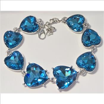 No Reserve Blue Austrian Crystal Heart Bracelet