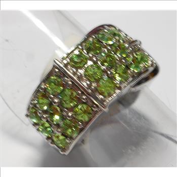 Peridot Color Genuine Swarovski Crystals Belt Buckle Ring