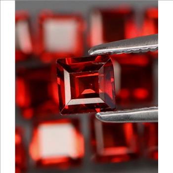 No Reserve VVS Natural Garnet Square Cut Loose Gemstone