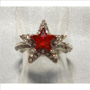 Ruby Star Cut Ring Stainless Steel