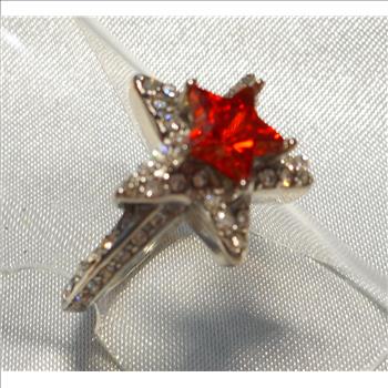 Ruby Star Cut Ring Stainless Steel