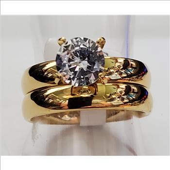 No Reserve Simulated Diamond Wedding Engagement Ring Set Size 7