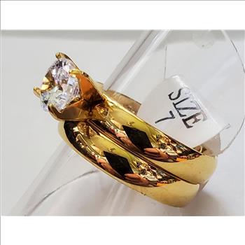 No Reserve Simulated Diamond Wedding Engagement Ring Set Size 7