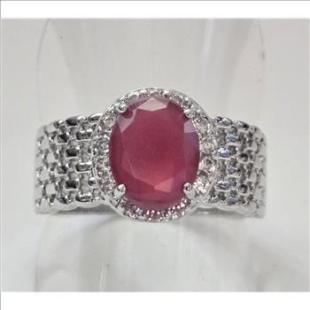 No Reserve Ruby & Zircon Ring Size 10