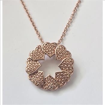 No Reserve Natural Diamond Heart Wreath Slide Pendant & Chain Necklace