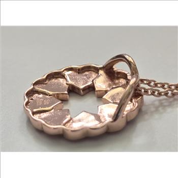 No Reserve Natural Diamond Heart Wreath Slide Pendant & Chain Necklace