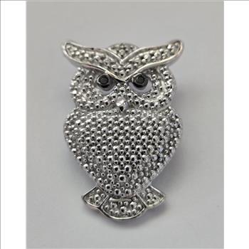 No Reserve Natural Diamond Owl Slide Pendant