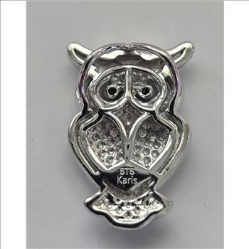 No Reserve Natural Diamond Owl Slide Pendant