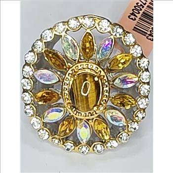 No Reserve  Natural Tigers Eye & Rainbow Mystic Quartz Ring size 7