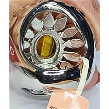 No Reserve  Natural Tigers Eye & Rainbow Mystic Quartz Ring size 7