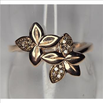 No Reserve .12 ct Natural Champagne Diamond Ring Size 8