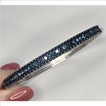 No Reserve 1.55 ct Natural Blue Diamond Bangle Bracelet