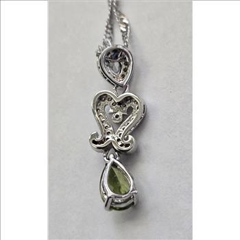 No Reserve Peridot & Zircon Pendant & Chain Necklace