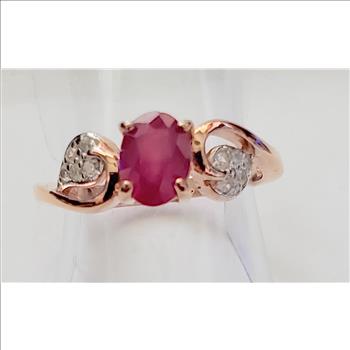 No Reserve Natural Ruby & Zircon Ring Size 6