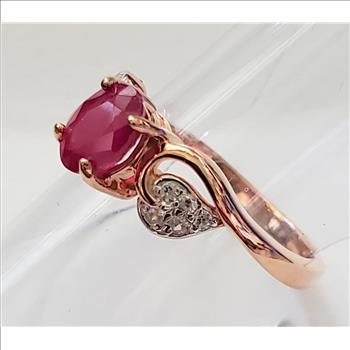 No Reserve Natural Ruby & Zircon Ring Size 6