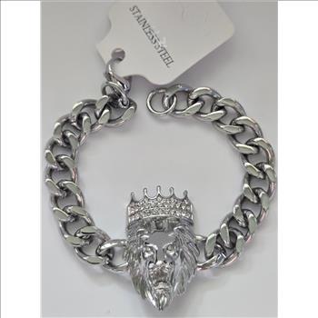 No Reserve Austrian Crystal Lion Curb Bracelet