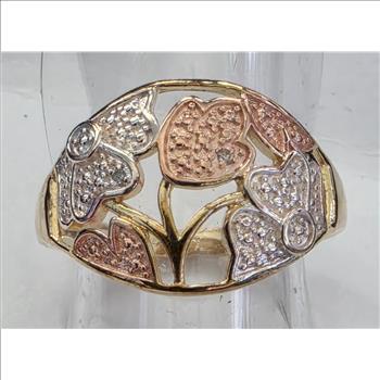 No Reserve Natural Diamond Tri Color Ring Size 8