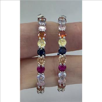 No Reserve Multi Gemstone Inside Out Hoop Earrings