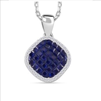 No Reserve Sapphire & Topaz Pendant & Chain Necklace