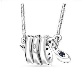 No Reserve Natural .28 ct Blue Diamond Snake Pendant & Chain Necklace
