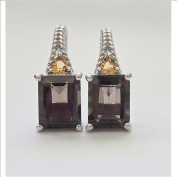 No Reserve Natural Smoky Quartz & Citrine Earrings