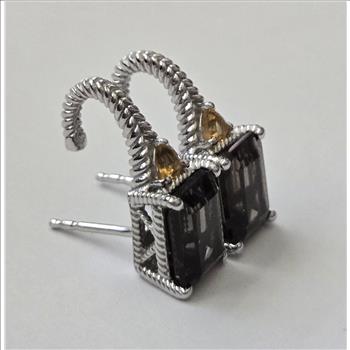 No Reserve Natural Smoky Quartz & Citrine Earrings