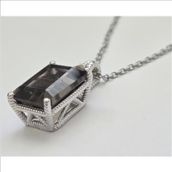 No Reserve Natural Smoky Quartz & Citrine Pendant & Chain Necklace