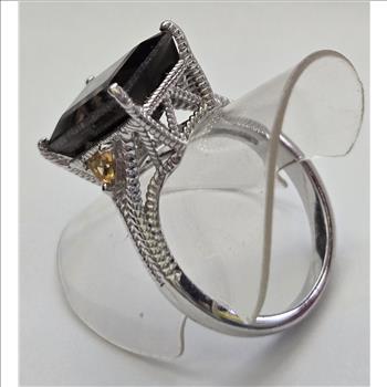 No Reserve Natural Smoky Quartz & Citrine Ring Size 10